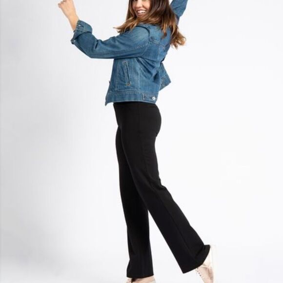 Betabrand Dress Yoga Pants Bootcut Black Pull On Elastic Waist Pants - Picture 1 of 10